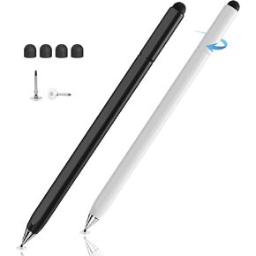 Stylus Pen for Touchscreen, 2 in 1 High Sensitivity Rotatable Disc Stylus for iPhone iPad Pro Tablets Samsung Tablets Chromebook All Universal Touch Screens(2Pack)