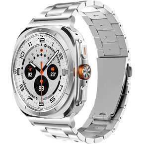 Stainless Steel Bands Compatible for Samsung Galaxy Watch Ultra 47mm(2024), No Gap Solid Metal Replacement Business Strap for Men Women