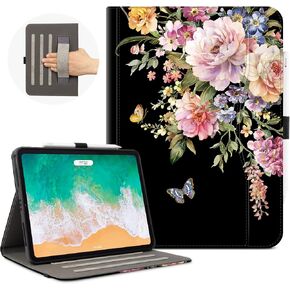 حافظة Vimorco iPad Air 11 بوصة، حافظة iPad Air 11 بوصة M2 على شكل زهرة وردية 2024، حافظة iPad Air الجيل الخامس/الرابع، حافظة iPad Air 10.9 بوصة، غطاء خلفي من جلد البولي يوريثان الناعم، رؤية متعددة الزوايا، فراشة زهرية in Kuwait