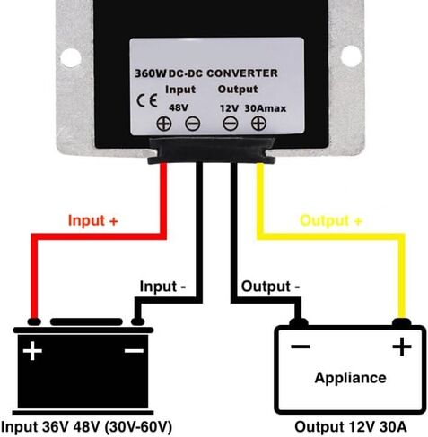 36V 48V to 12V Voltage Converter Golf Cart 30V-60V to 12V Step Down Transformer, 30A 360W Voltage Reducer IP68 Waterproof with Aluminum Alloy Shell in Saudi Arabia