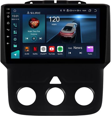 ترقية راديو السيارة ASURE 9 بوصة لسيارة Dodge Ram 1500 2500 3500 Pickup 2013-2018 مع تيار متردد يدوي، 8Core 4G+64G وحدة قياس الملاحة GPS Android، Carplay وجهاز استقبال ستيريو Android التلقائي، شاشة لمس عالية الدقة 1280x720 in Kuwait