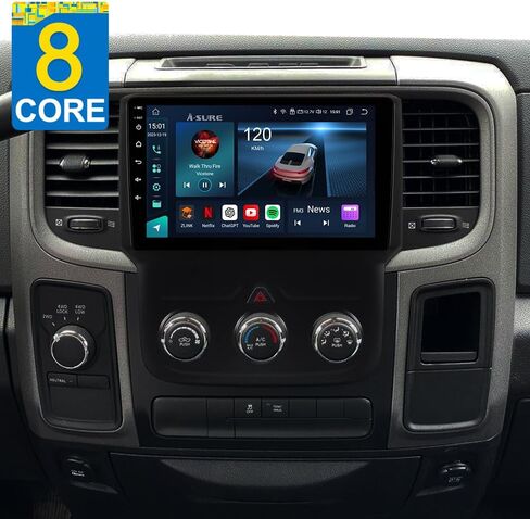 ترقية راديو السيارة ASURE 9 بوصة لسيارة Dodge Ram 1500 2500 3500 Pickup 2013-2018 مع تيار متردد يدوي، 8Core 4G+64G وحدة قياس الملاحة GPS Android، Carplay وجهاز استقبال ستيريو Android التلقائي، شاشة لمس عالية الدقة 1280x720 in Kuwait