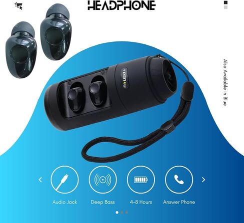Mini Bluetooth Portable Speaker with Wireless Earbuds 2 in 1, Outdoor Small Speakers Deep Bass, Long Battery for Home, Party, Sport, Outdoor Travel (Black) in Saudi Arabia