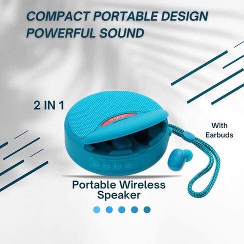 Mini Bluetooth Portable Speaker with Wireless Earbuds 2 in 1, Outdoor Small Speakers Deep Bass, Long Battery for Home, Party, Sport, Outdoor Travel (Black) in Saudi Arabia