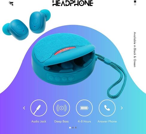 Mini Bluetooth Portable Speaker with Wireless Earbuds 2 in 1, Outdoor Small Speakers Deep Bass, Long Battery for Home, Party, Sport, Outdoor Travel (Black) in Saudi Arabia