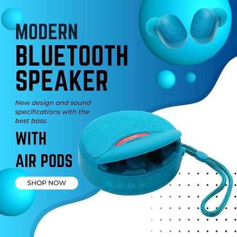 Mini Bluetooth Portable Speaker with Wireless Earbuds 2 in 1, Outdoor Small Speakers Deep Bass, Long Battery for Home, Party, Sport, Outdoor Travel (Black) in Saudi Arabia