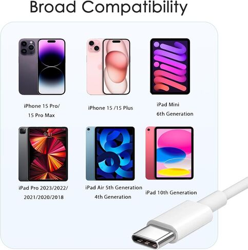 قطعتان من كابل Carplay للسيارة لهاتف iPhone 15، كابل شاحن Apple Car USB A إلى USB C بطول 3أقدام لهاتف iPhone 15/15 Pro Max/15 Plus/iPad 10th Gen/iPad Pro 12.9/11/iPad Air 5th/ 4th Gen/Mini 6th Gen سلك الشاحن in Saudi Arabia