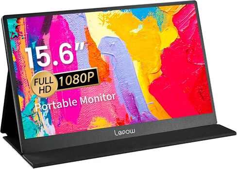 Lepow Portable Monitor, 15.6" Portable Screen with 1080P FHD, IPS, HDR, Full-Function Type-C, Plug & Play, Smart Cover, Lightweight External Monitor for Laptop w/Full-featured USB-c Port, PC, Macbook in Saudi Arabia