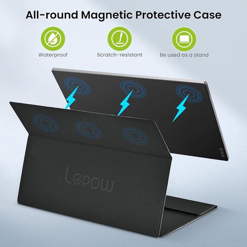 Lepow Portable Monitor, 15.6" Portable Screen with 1080P FHD, IPS, HDR, Full-Function Type-C, Plug & Play, Smart Cover, Lightweight External Monitor for Laptop w/Full-featured USB-c Port, PC, Macbook in Saudi Arabia