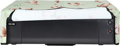 kwmobile Linen Printer Cover Compatible with Canon PIXMA PRO-200 Case - Rabbits and Flowers White/Brown/Gray Green in Saudi Arabia