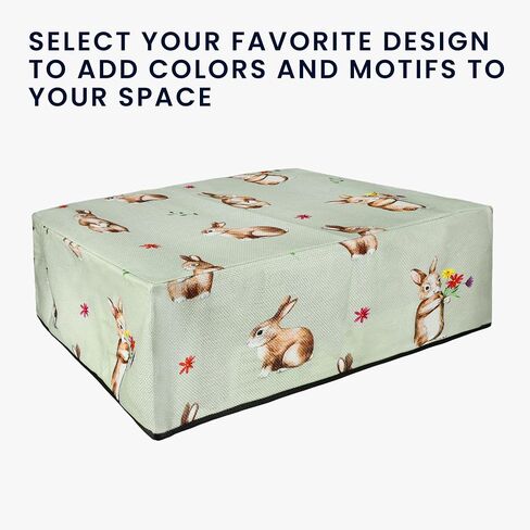 kwmobile Linen Printer Cover Compatible with Canon PIXMA PRO-200 Case - Rabbits and Flowers White/Brown/Gray Green in Saudi Arabia