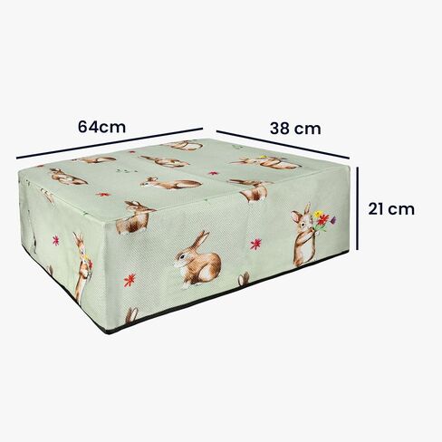 kwmobile Linen Printer Cover Compatible with Canon PIXMA PRO-200 Case - Rabbits and Flowers White/Brown/Gray Green in Saudi Arabia