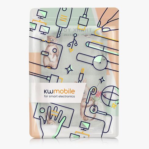 kwmobile Linen Printer Cover Compatible with Canon PIXMA PRO-200 Case - Rabbits and Flowers White/Brown/Gray Green in Saudi Arabia