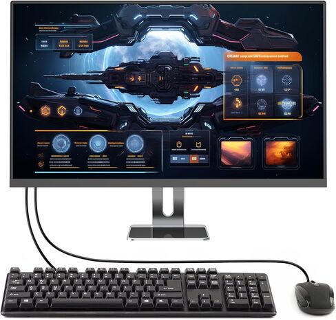 كمبيوتر مكتبي الكل في واحد، شاشة FHD مقاس 24 بوصة، N5095 8 جيجابايت رام، 512 جيجابايت SSD، معالج رباعي النواة، لوحة مفاتيح وماوس سلكية، مكبر صوت RGB، أسود (N5095-8G-512G) in Kuwait