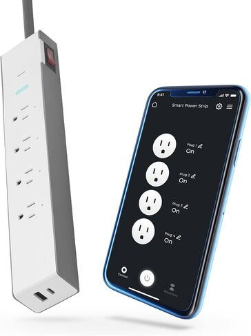 Globe Electric 50573 Wi-Fi Smart 4-Outlet Surge Protector 2 USB Port Power Strip, Gray, No Hub Required, Voice Activated, Independently Controlled Grounded Outlets, 3.1A Combined USB-A and USB-C Ports in Saudi Arabia