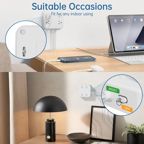 شريط طاقة 12 في 1 مع USB، سلك تمديد مسطح رفيع للغاية بطول 5 أقدام مع 8 منافذ تيار متردد، 2 شاحن USB A و2 USB C، 1250 وات، موسع 3 منافذ جانبية للمنزل والمكتب وأساسيات غرفة النوم in Kuwait