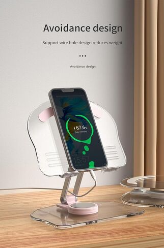 حامل كمبيوتر محمول قابل للتعديل للمكتب حامل كتب محمول شفاف من الأكريليك، مع قاعدة دوارة 360 درجة ومشابك للصفحات، حامل كمبيوتر محمول قابل للطي متوافق (أبيض) in Saudi Arabia
