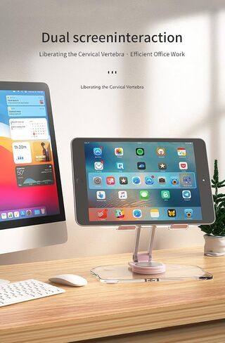 Adjustable Laptop Stand for Desk Acrylic Transparent Portable Book Holder, with 360° Rotating Base & Page Clips, Foldable Portable Laptop Stand Compatible (White) in Saudi Arabia