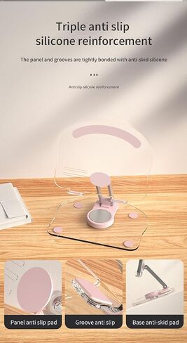 Adjustable Laptop Stand for Desk Acrylic Transparent Portable Book Holder, with 360° Rotating Base & Page Clips, Foldable Portable Laptop Stand Compatible (White) in Saudi Arabia
