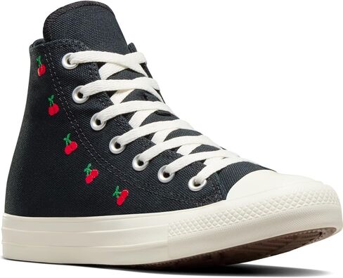 حذاء رياضي Chuck Taylor All Star Hi Top للنساء من Converse، أسود كرزي/بلشون أبيض/أحمر، مقاس 8.5 in Saudi Arabia