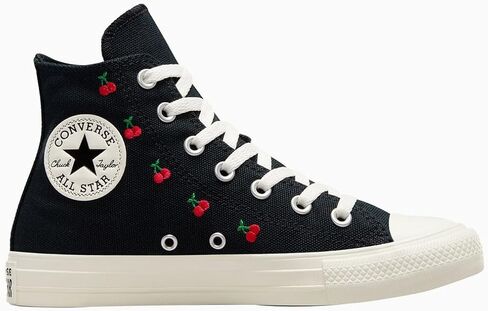 حذاء رياضي Chuck Taylor All Star Hi Top للنساء من Converse، أسود كرزي/بلشون أبيض/أحمر، مقاس 8.5 in Saudi Arabia