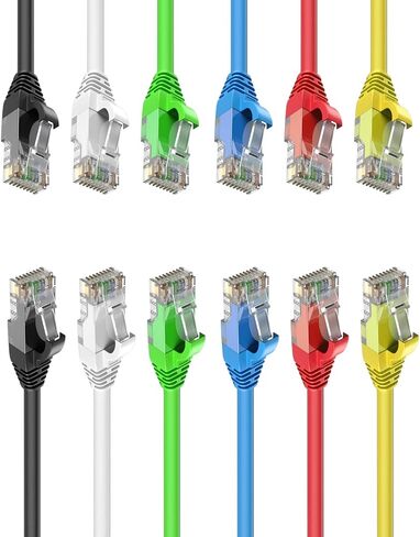 1ft Cat6 Ethernet Cable LAN Network Gigabit Cable RJ45 High Speed Patch Cord, 1 Feet, for Xbox, PS4, PS3, Modem, Router, LAN, Switch and more, 4 Color Combo Pack, ED158714 in Saudi Arabia