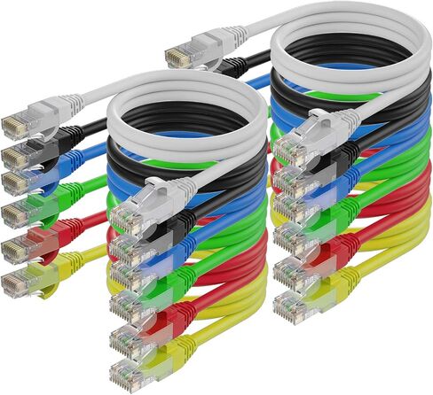 1ft Cat6 Ethernet Cable LAN Network Gigabit Cable RJ45 High Speed Patch Cord, 1 Feet, for Xbox, PS4, PS3, Modem, Router, LAN, Switch and more, 4 Color Combo Pack, ED158714 in Saudi Arabia