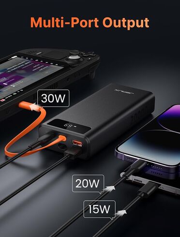بنك طاقة JSAUX بقدرة 20000 مللي أمبير في الساعة بقدرة 65 وات مع كابل شحن USB-C وشاحن محمول للكمبيوتر المحمول USB-C PD3.0 حزمة بطارية خارجية لجهاز Steam Deck وiPhone 15/14 وMacBook Pro وiPad Pro وSamsung S23 وROG Ally-PB6501 in Saudi Arabia