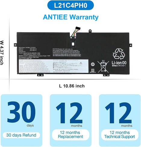 ANTIEE L21C4PH0 L21D4PH0 L21B4PH0 Laptop Battery for Lenovo IdeaPad Yoga 9 14IAP7 Series SB11D97139 5B11D97140 5B11D97141 5B11D97146 5B11D97142 SB11D97143 SB11D97144 SB11D97145 15.52V 75Wh 4-Cell in Saudi Arabia