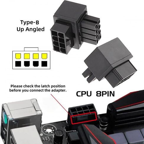 محول CY 2 قطعة/الوحدة ATX 8P EPS ذكر إلى أنثى 90 درجة أعلى لأسفل بزاوية رأس الطاقة لوحدة المعالجة المركزية 12 فولت in Saudi Arabia