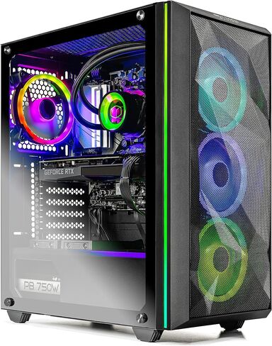 SkyTech Blaze II Gaming Computer PC Desktop - Ryzen 5 3600 6-Core 3.6GHz, GTX 1650 4G, 500G SSD, 8GB DDR4 3200, RGB, AC WiFi, Windows 10 Home 64-bit in Saudi Arabia