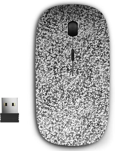 2.4G Ergonomic Portable USB Wireless Mouse for PC, Laptop, Computer, Notebook with Nano Receiver (Silver Sparkle Glitter) in Saudi Arabia