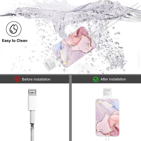 واقي كابل ملون لطيف لشاحن iPhone من النوع C، نمط طباعة رخامية فاخر من Kawaii مكون من 4 قطع مجموعة واقي كابل USB للنساء والفتيات، حامي سلك الشحن، أداة تقطيع الكابل، موفر شاحن USB in Saudi Arabia