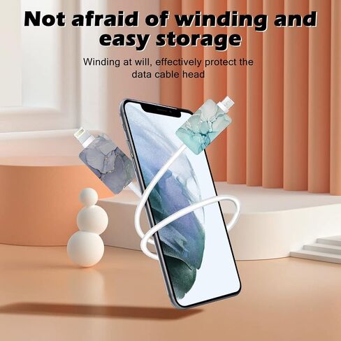 واقي كابل ملون لطيف لشاحن iPhone من النوع C، نمط طباعة رخامية فاخر من Kawaii مكون من 4 قطع مجموعة واقي كابل USB للنساء والفتيات، حامي سلك الشحن، أداة تقطيع الكابل، موفر شاحن USB in Saudi Arabia
