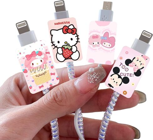 واقي كابل ملون لطيف لشاحن iPhone من النوع C، نمط طباعة رخامية فاخر من Kawaii مكون من 4 قطع مجموعة واقي كابل USB للنساء والفتيات، حامي سلك الشحن، أداة تقطيع الكابل، موفر شاحن USB in Saudi Arabia