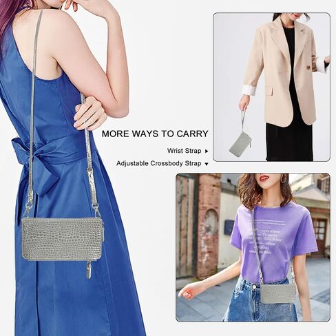 Harryshell Compatible with Samsung Galaxy S24+ Plus 5G Case Wallet Detachable Phone Cover Dual Zipper [11 Card Slots] with [Theft-Scan Blocking] Crossbody Wrist Strap (Crocodile Grey) in Saudi Arabia