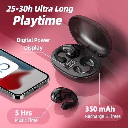 Wireless Bluetooth Earbuds Clip on Earphones,Open Ear Headphones Bluetooth High Sound Quality,Crystal Clear Conversations Sports Headphones,Audio Book Player. Painless Earbuds in Saudi Arabia