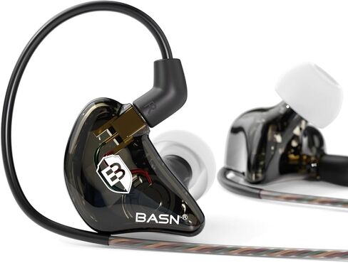 شاشات BASN Bsinger PRO داخل الأذن، برامج تشغيل مزدوجة ديناميكية هجينة، كابلين MMCX قابلين للفصل، سماعات أذن للموسيقيين (أسود) in Saudi Arabia