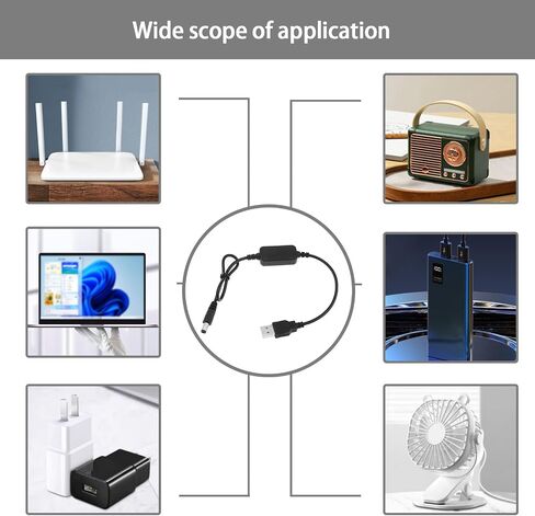 eMagTech USB to DC Voltage Step Up Converter Cable Power Adapter Cable Electrical Accessories for Mini Fans MP3 Bluetooth Speakers Wi-Fi Routers in Saudi Arabia