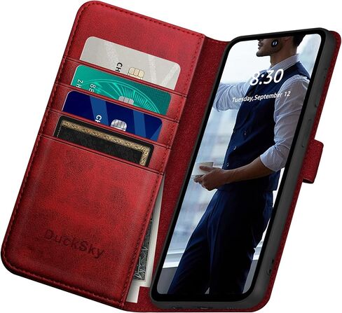 حافظة محفظة من الجلد الأصلي لهاتف Google Pixel 6A 【حجب RFID 】 【4 حامل بطاقة الائتمان 】 【جلد حقيقي 】 حافظة هاتف قابلة للطي قابلة للطي غطاء واقٍ للنساء والرجال لحافظة Pixel6A باللون الأحمر in Saudi Arabia