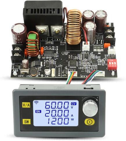 محول CNC DC باك، محول تنحي 20 أمبير 1200 وات مع متر، 6-70 فولت إلى 0-60 فولت، مصدر طاقة قابل للتعديل، وحدة تنحي، جهد إخراج ثابت تيار مستمر 5 فولت 9 فولت 12 فولت 24 فولت 36 فولت 48 فولت 60 فولت in Saudi Arabia