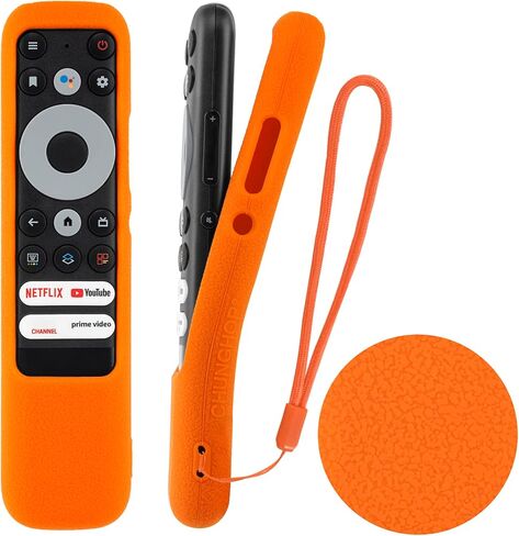 1PCS Protective Silicone Remote Case for TCL RC902N FMR1 Smart Voice Remote Control Shockproof Skin-Friendly Anti-Lost Remote Cover with Loop (Black) in Saudi Arabia