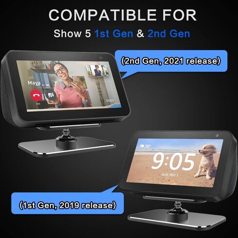 حامل قابل للتعديل لـ Echo Show 5 الجيل الأول والثاني، حامل قابل للدوران من الألومنيوم بزاوية 360 درجة لـ SH0W 5، يمكنك بسهولة إمالة العرض 5 للأمام أو للخلف لتحسين زاوية الرؤية (رمادي) in Kuwait
