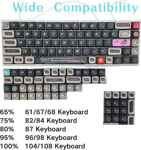 Panda Keycaps,Black Pudding Keycaps,Gamming Keycaps,Dye Sub PBT Keycaps,Custom Keycaps for Mechanical Gaming Keyboard,Shine Through Keycaps,Compatiability for 100%, 95%,80%,75%, 65%, 60% (Cute Panda) in Saudi Arabia