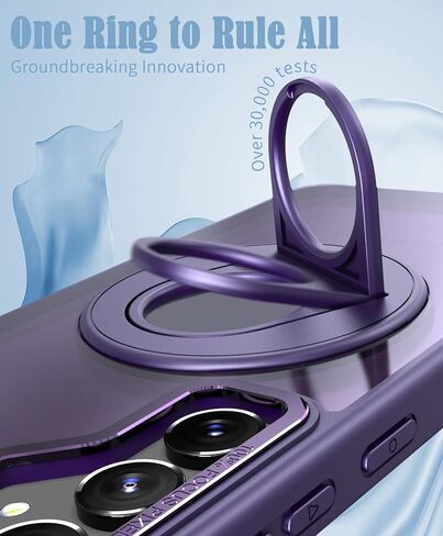حافظة ZCDAYE لهاتف Samsung Galaxy S22 مع حامل، متوافقة مع مسند دوار غير مرئي للشحن اللاسلكي، غطاء هاتف واقٍ صلب شفاف من البولي كربونات للنساء والرجال، أرجواني in Saudi Arabia