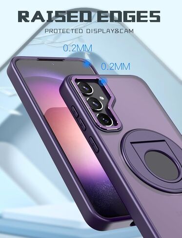 حافظة ZCDAYE لهاتف Samsung Galaxy S22 مع حامل، متوافقة مع مسند دوار غير مرئي للشحن اللاسلكي، غطاء هاتف واقٍ صلب شفاف من البولي كربونات للنساء والرجال، أرجواني in Saudi Arabia
