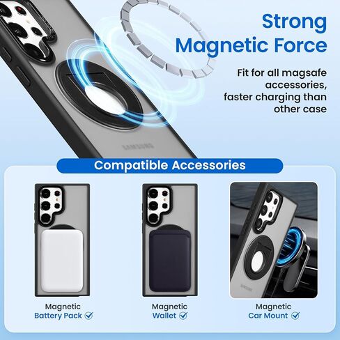 حافظة ZCDAYE لهاتف Samsung Galaxy S22 مع حامل، متوافقة مع مسند دوار غير مرئي للشحن اللاسلكي، غطاء هاتف واقٍ صلب شفاف من البولي كربونات للنساء والرجال، أرجواني in Kuwait