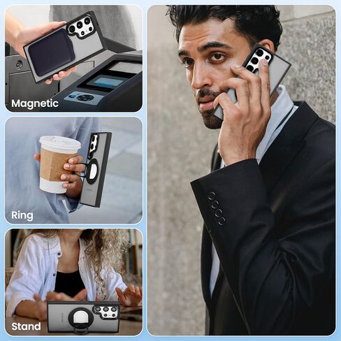 حافظة ZCDAYE لهاتف Samsung Galaxy S22 مع حامل، متوافقة مع مسند دوار غير مرئي للشحن اللاسلكي، غطاء هاتف واقٍ صلب شفاف من البولي كربونات للنساء والرجال، أرجواني in Kuwait