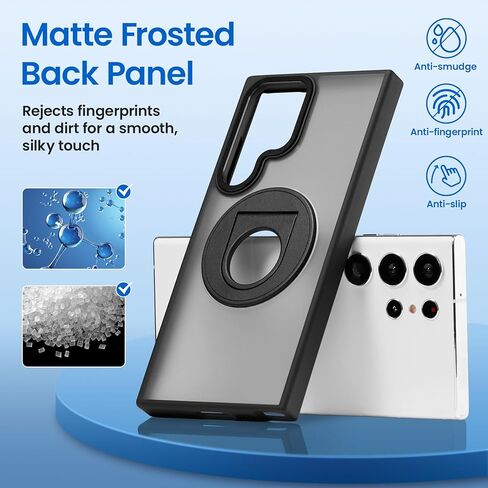 حافظة ZCDAYE لهاتف Samsung Galaxy S22 مع حامل، متوافقة مع مسند دوار غير مرئي للشحن اللاسلكي، غطاء هاتف واقٍ صلب شفاف من البولي كربونات للنساء والرجال، أرجواني in Kuwait