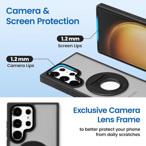 حافظة ZCDAYE لهاتف Samsung Galaxy S22 مع حامل، متوافقة مع مسند دوار غير مرئي للشحن اللاسلكي، غطاء هاتف واقٍ صلب شفاف من البولي كربونات للنساء والرجال، أرجواني in Kuwait